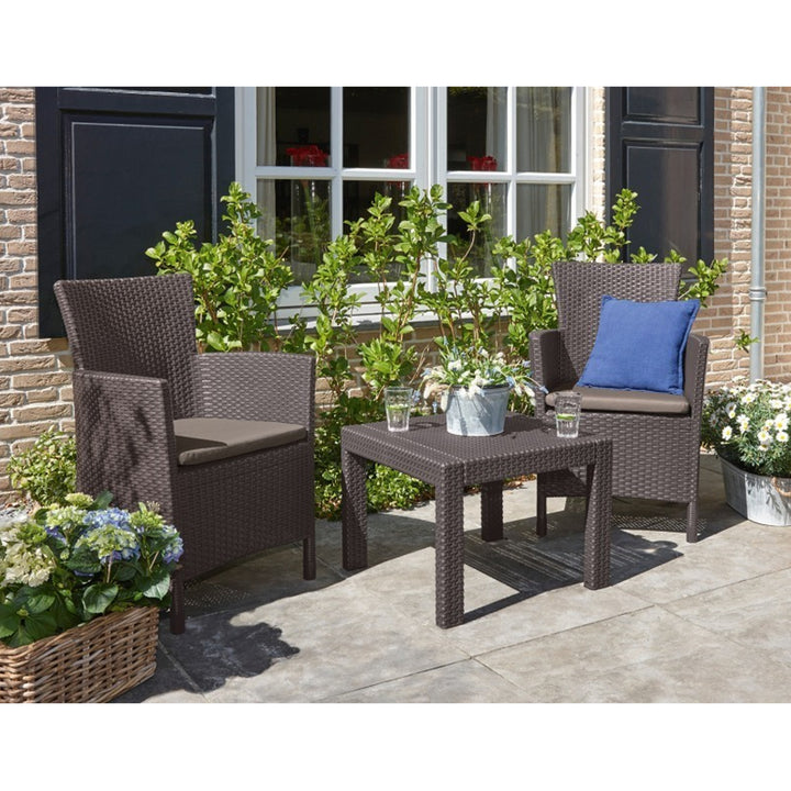 Set di mobili da giardino Keter, due poltrone, tavolo, marrone-beige, Rosario Balcony Set