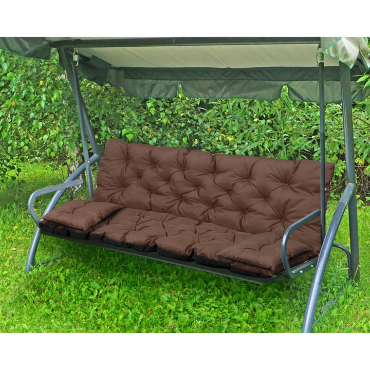 Swing Set da giardino marrone 100x60x50cm + 2 cuscini 42 x 42 cm