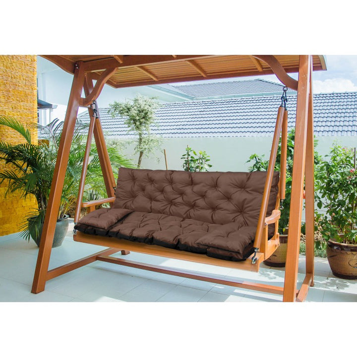 Swing Set da giardino marrone 100x60x50cm + 2 cuscini 42 x 42 cm