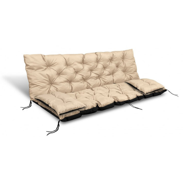Set da giardino per panca, altalena, colore beige 120x60x50cm + 2 cuscini 42 x 42 cm
