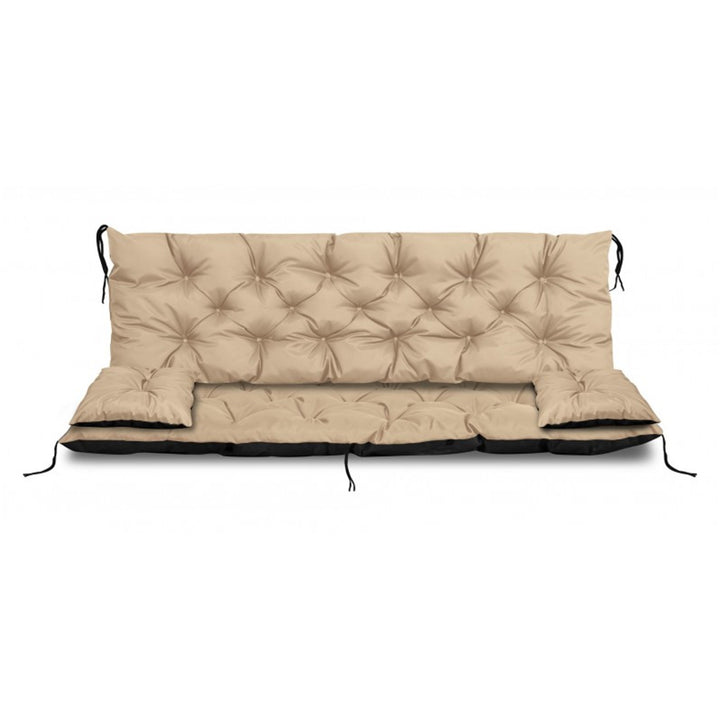 Set da giardino per panca, altalena, colore beige 150x60x50cm + 2 cuscini 42 x 42 cm