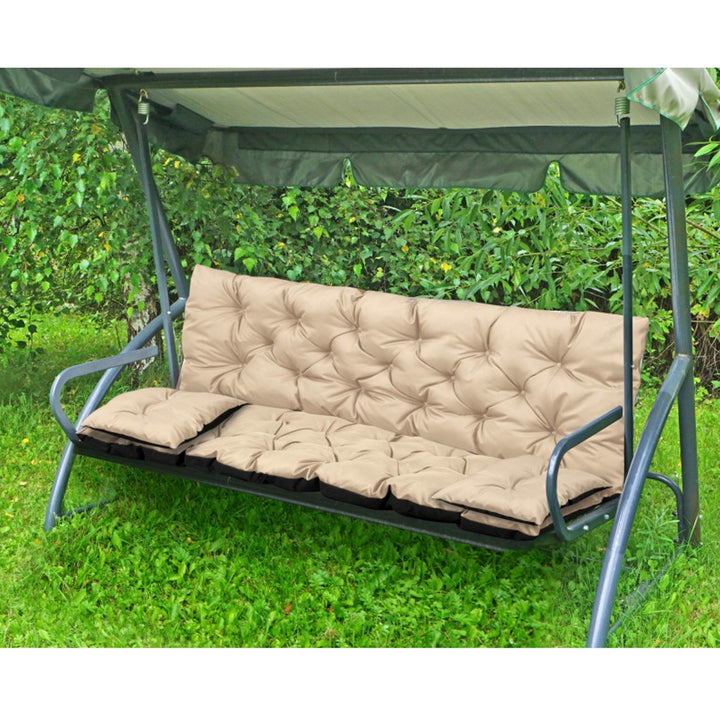 Set da giardino per panca, altalena, colore beige 150x60x50cm + 2 cuscini 42 x 42 cm