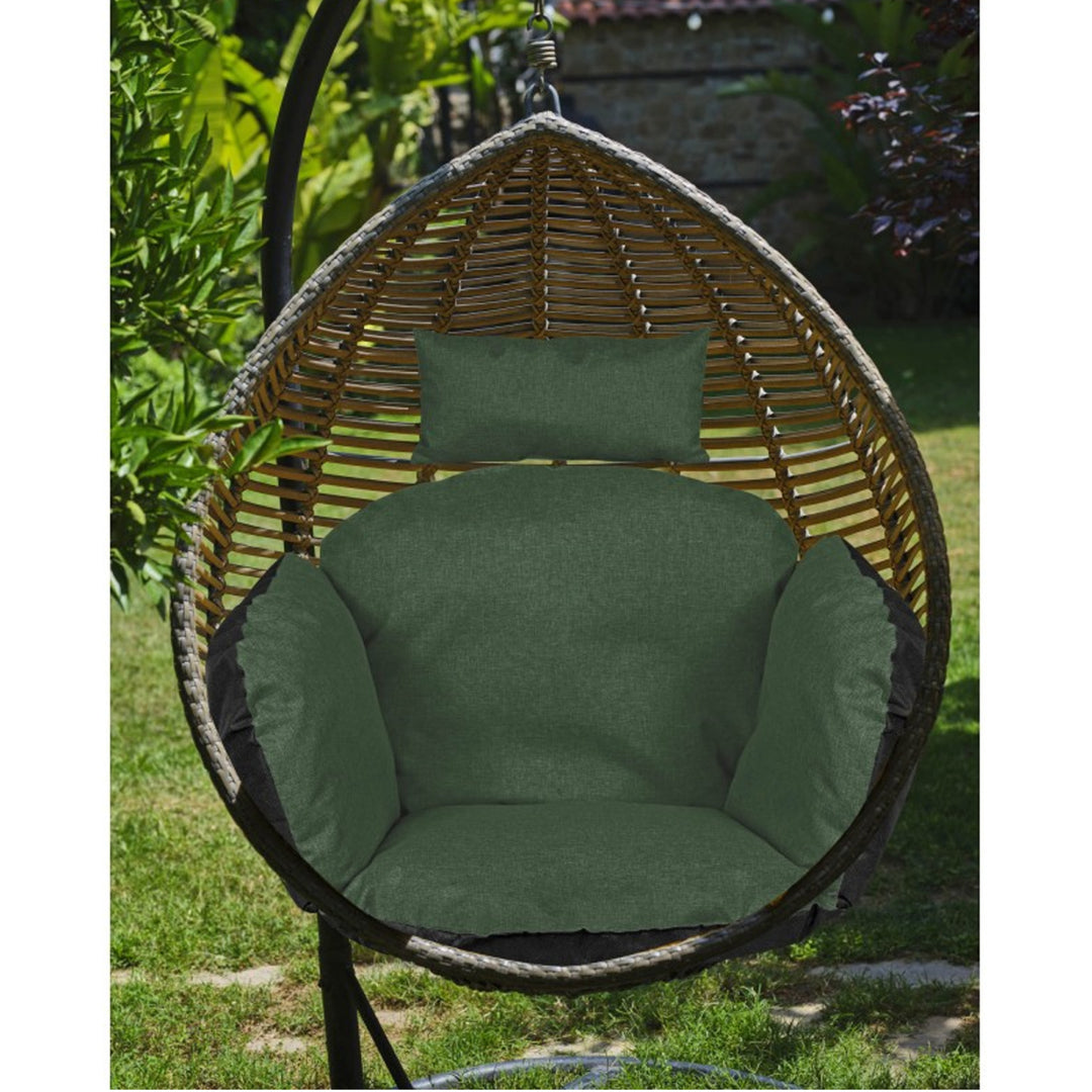 Cuscino da giardino 112x113 cm per sedia sospesa tipo nido di cicogna impermeabile verde
