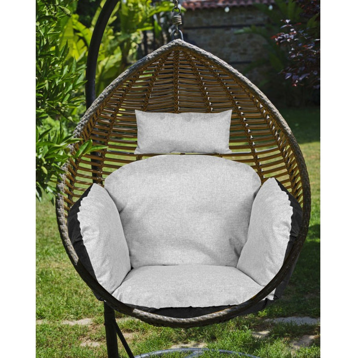 Cuscino da giardino 112x113 cm per sedia sospesa tipo nido di cicogna impermeabile grigio chiaro
