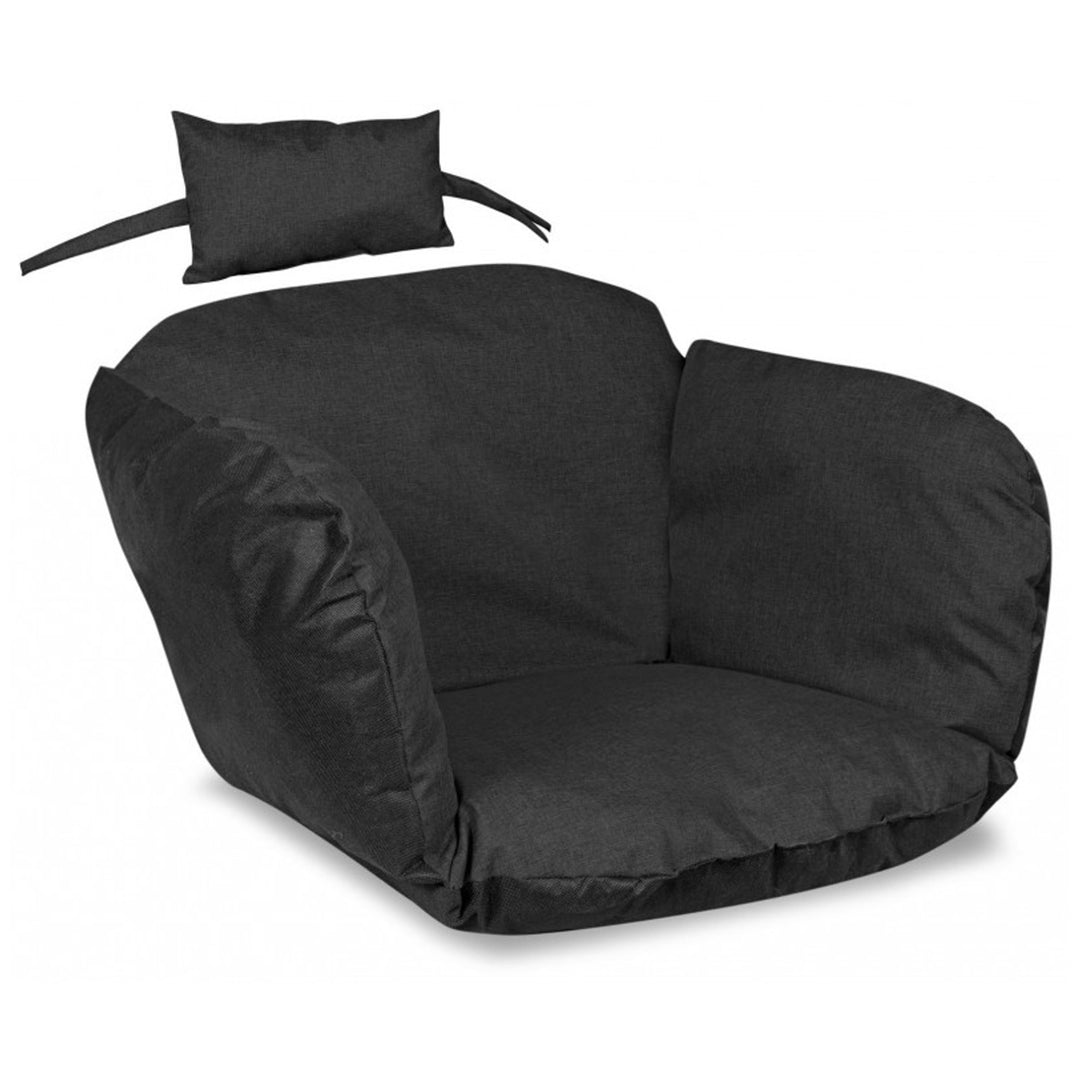 Cuscino da giardino 112x113 cm per sedia sospesa tipo nido di cicogna impermeabile nero