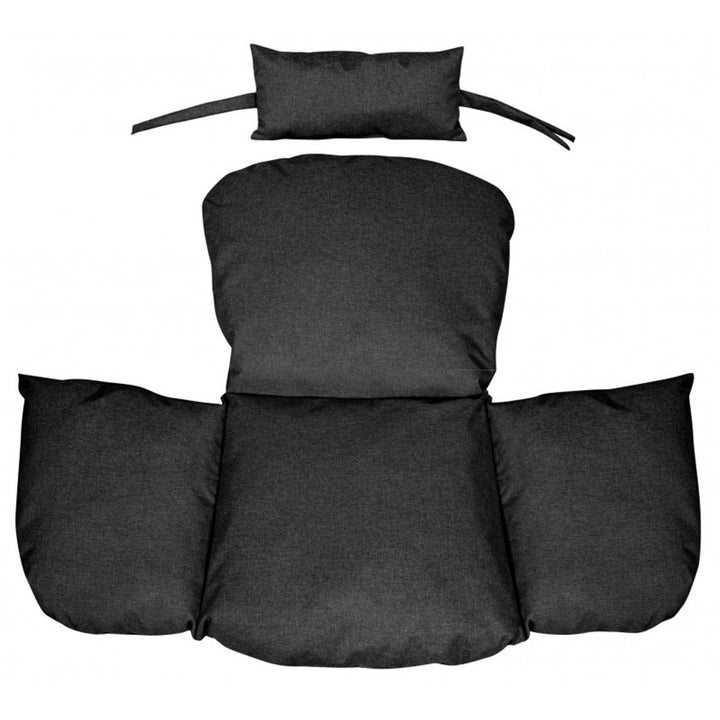 Cuscino da giardino 112x113 cm per sedia sospesa tipo nido di cicogna impermeabile nero