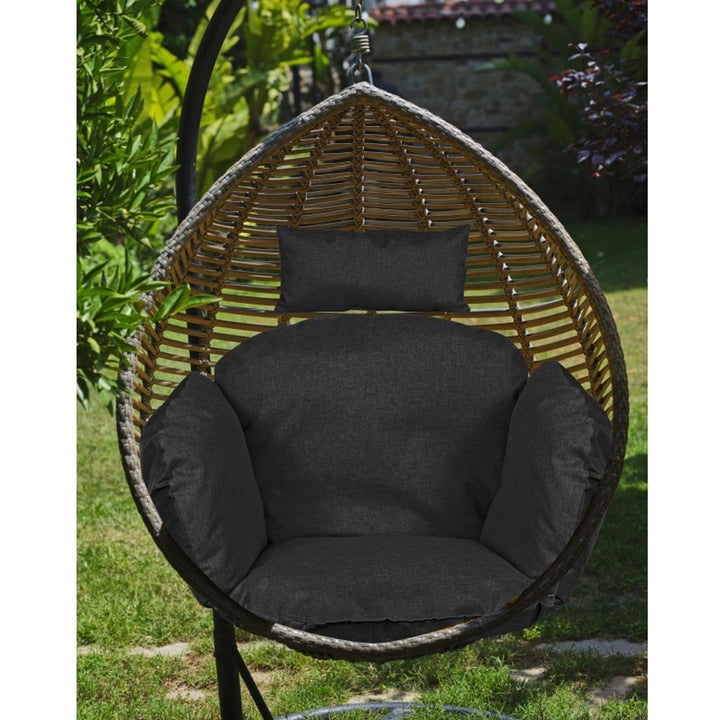 Cuscino da giardino 112x113 cm per sedia sospesa tipo nido di cicogna impermeabile nero