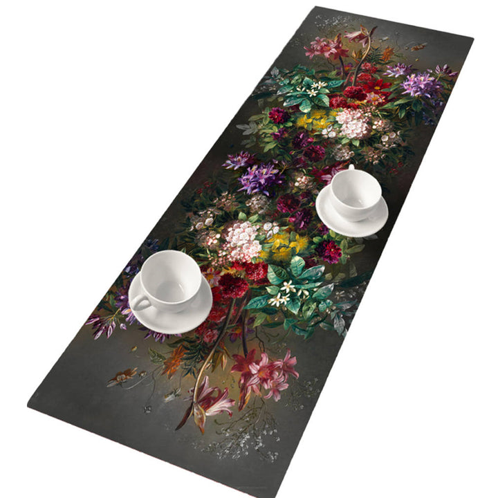 Tovaglia da tavola Bertoni, Runner in feltro, 95x33cm, stampa motivo Bouquet