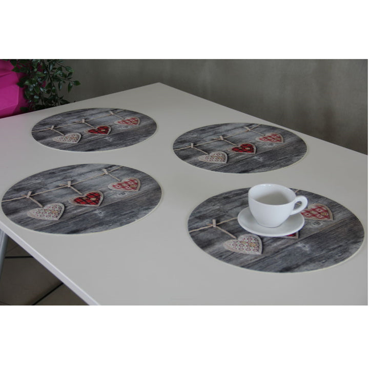 Set di tovagliette Bertoni, 4 pezzi, rotonde, 33 cm, Hearts
