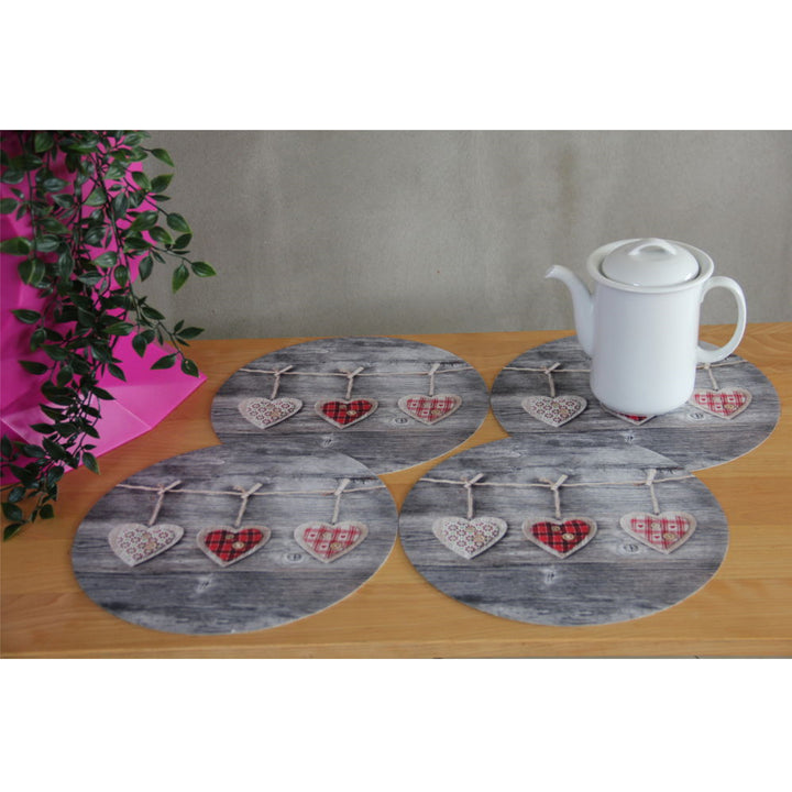 Set di tovagliette Bertoni, 4 pezzi, rotonde, 33 cm, Hearts