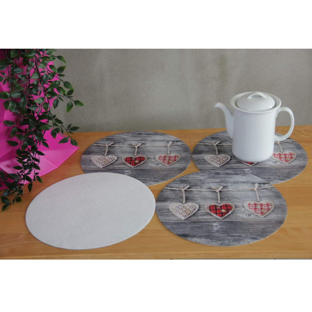 Set di tovagliette Bertoni, 4 pezzi, rotonde, 33 cm, Hearts