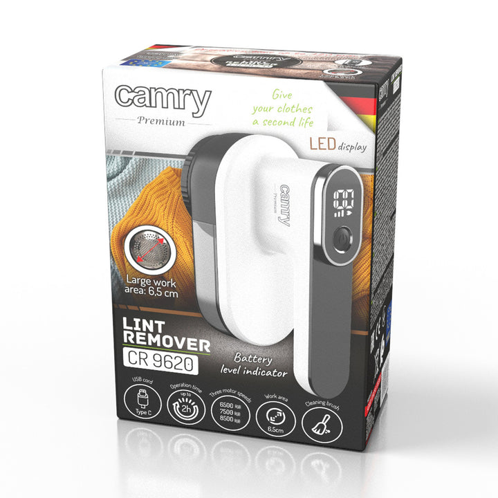 Camry Tissue Shaver, display LCD, batteria ricaricabile agli ioni di litio, bianco e nero, CR 9620
