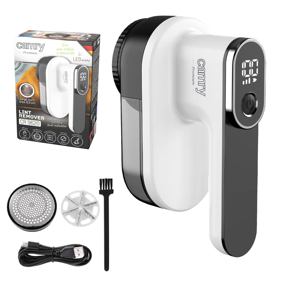 Camry Tissue Shaver, display LCD, batteria ricaricabile agli ioni di litio, bianco e nero, CR 9620
