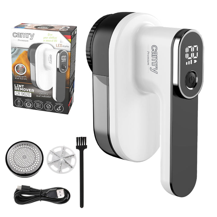Camry Tissue Shaver, display LCD, batteria ricaricabile agli ioni di litio, bianco e nero, CR 9620