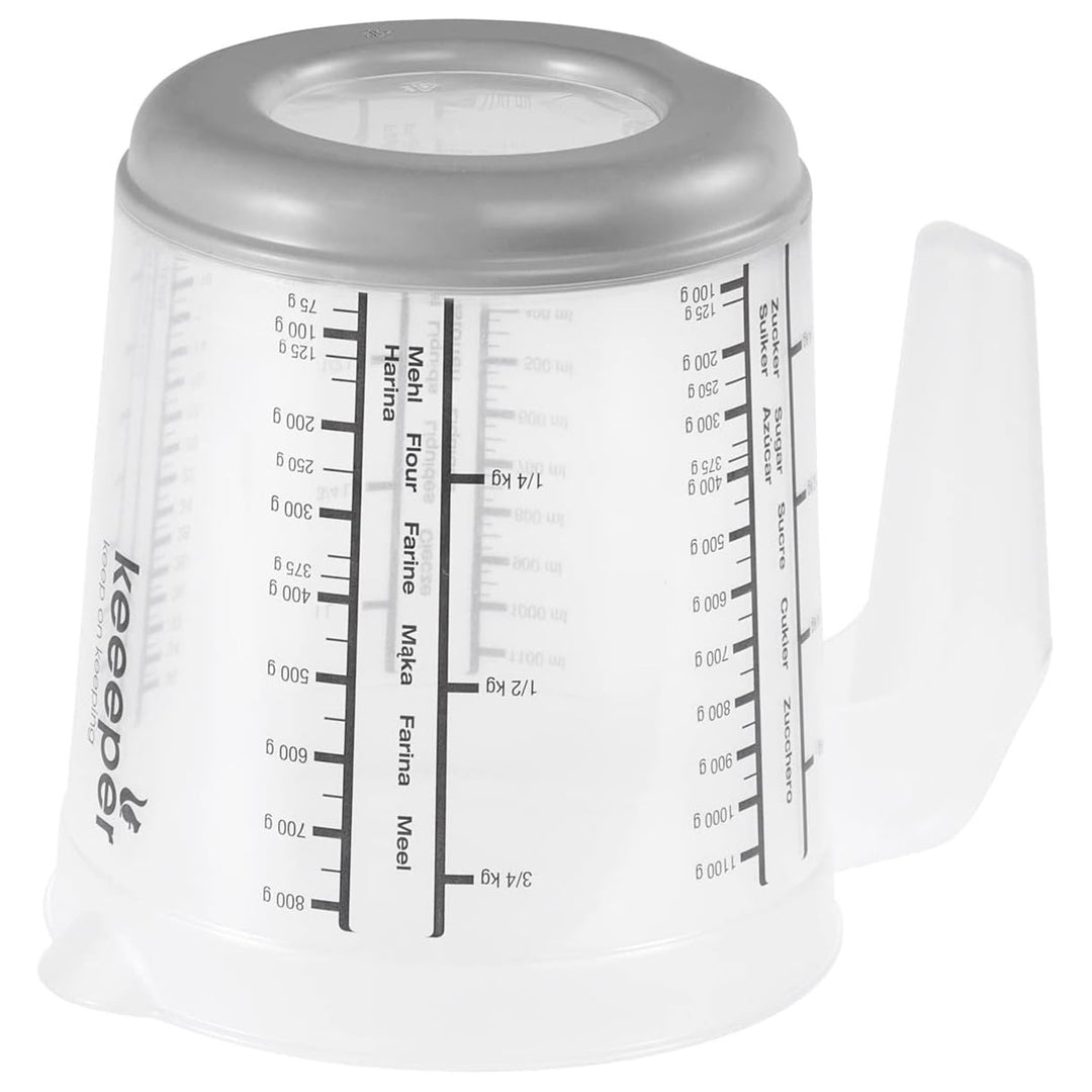 Caraffa dosatrice Keeeper, antiscivolo, con manico, 1l, grigio nordico, Masimmo