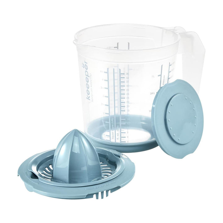 Set da cucina brocca con coperchio, coperchio e spremiagrumi, Matteo Keeeper, 1 l, 14x15 cm, blu nordico