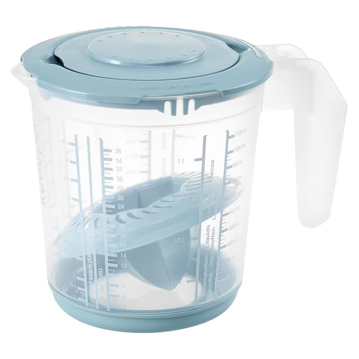 Set da cucina brocca con coperchio, coperchio e spremiagrumi, Matteo Keeeper, 1 l, 14x15 cm, blu nordico