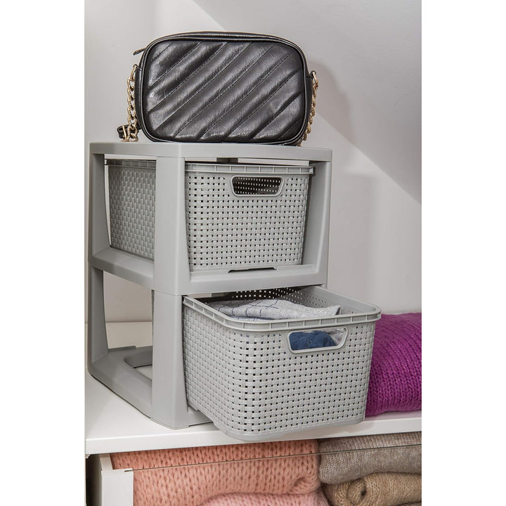 Cassettiera BranQ, 2 cestini estraibili, grigio, Rattan 1727