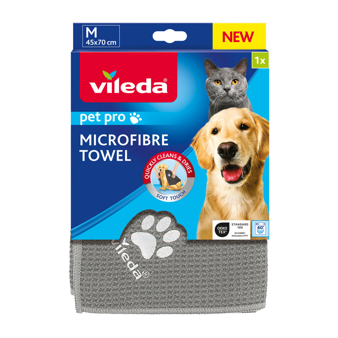 Vileda Pet Pro M asciugamano in microfibra per animali domestici, taglia M, Pet Pro