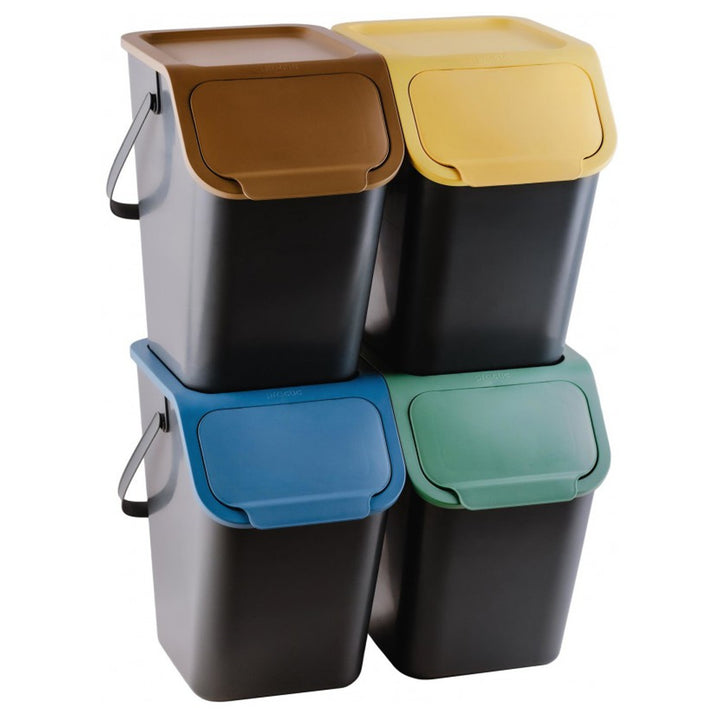 Practic Set di pattumiere per la raccolta difefrenziata, 4x25l, nero, Bini 10100599