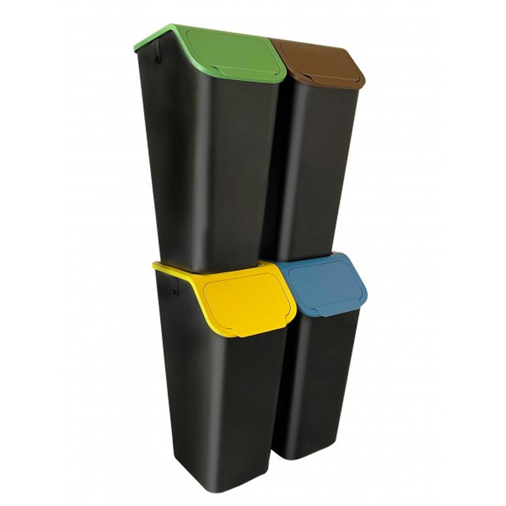 Set di Pattumiere per la raccolta differenziata, 4x35l, nero, Bini 10103435