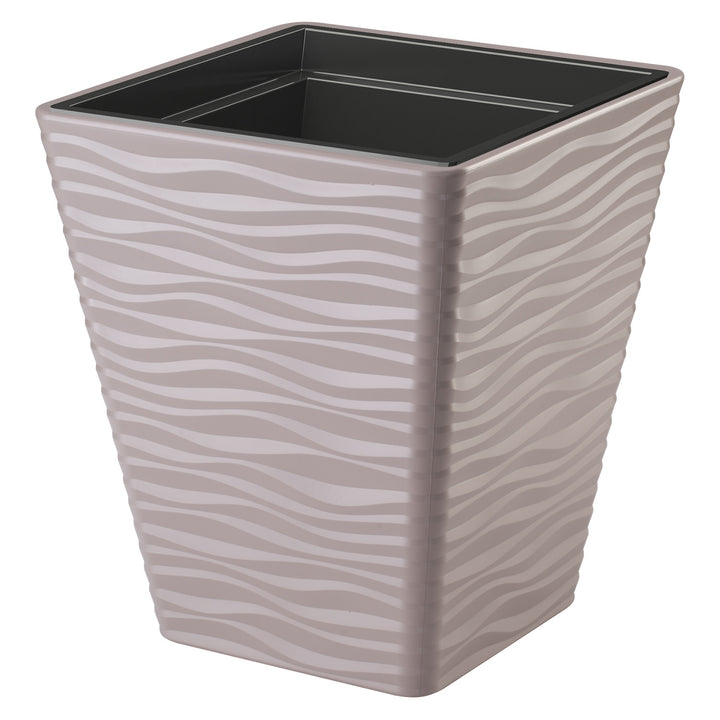 Vaso in plastica, resistente al gelo, con inserto, grigio-beige, Sahara Dunes quadrato 40