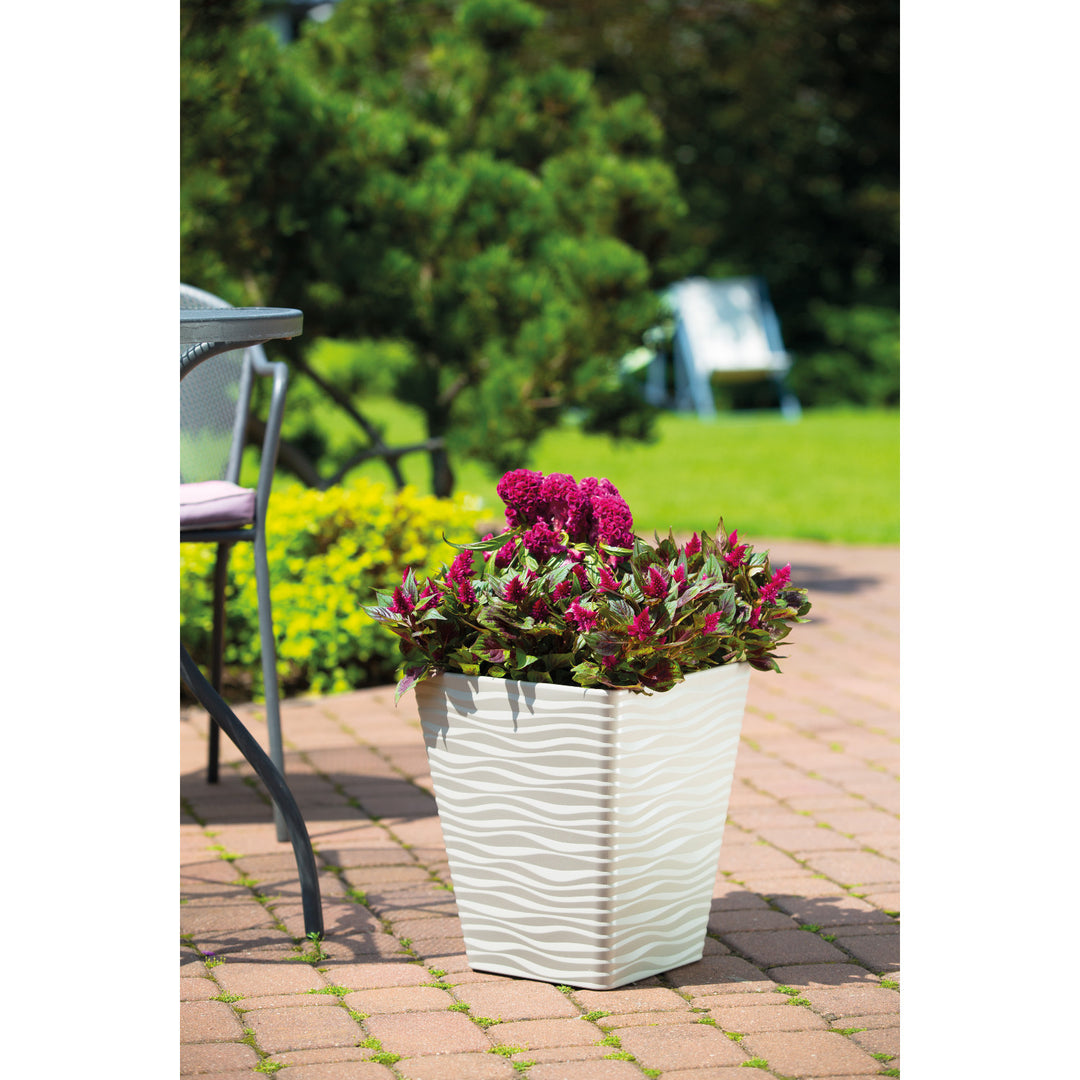 Vaso in plastica, resistente al gelo, con inserto, grigio chiaro, Sahara Dunes quadrato 40