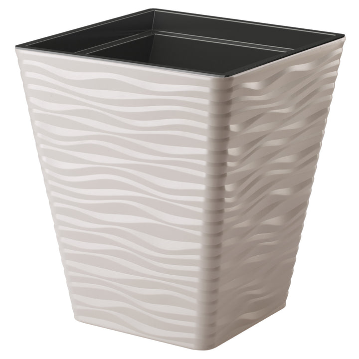 Vaso in plastica, resistente al gelo, con inserto, grigio chiaro, Sahara Dunes quadrato 40