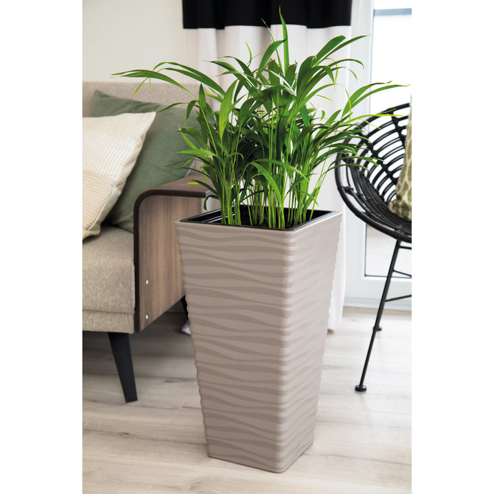 Vaso Forma-Custodia in plastica, resistente al gelo, con inserto, grigio-beige, Sahara Dunes Slim square 35