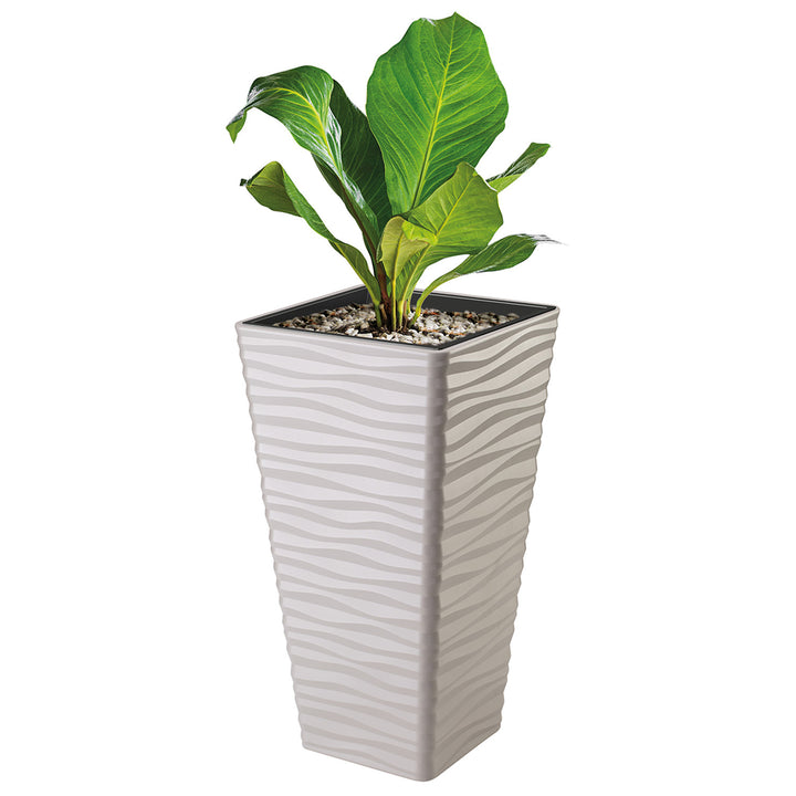 Vaso in plastica, resistente al gelo, con inserto, grigio chiaro, Sahara Dunes Slim square 35