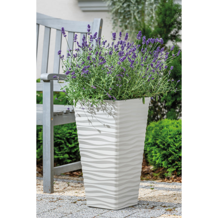 Vaso in plastica, resistente al gelo, con inserto, grigio chiaro, Sahara Dunes Slim square 35