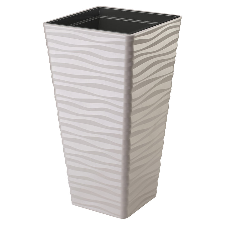 Vaso in plastica, resistente al gelo, con inserto, grigio chiaro, Sahara Dunes Slim square 35