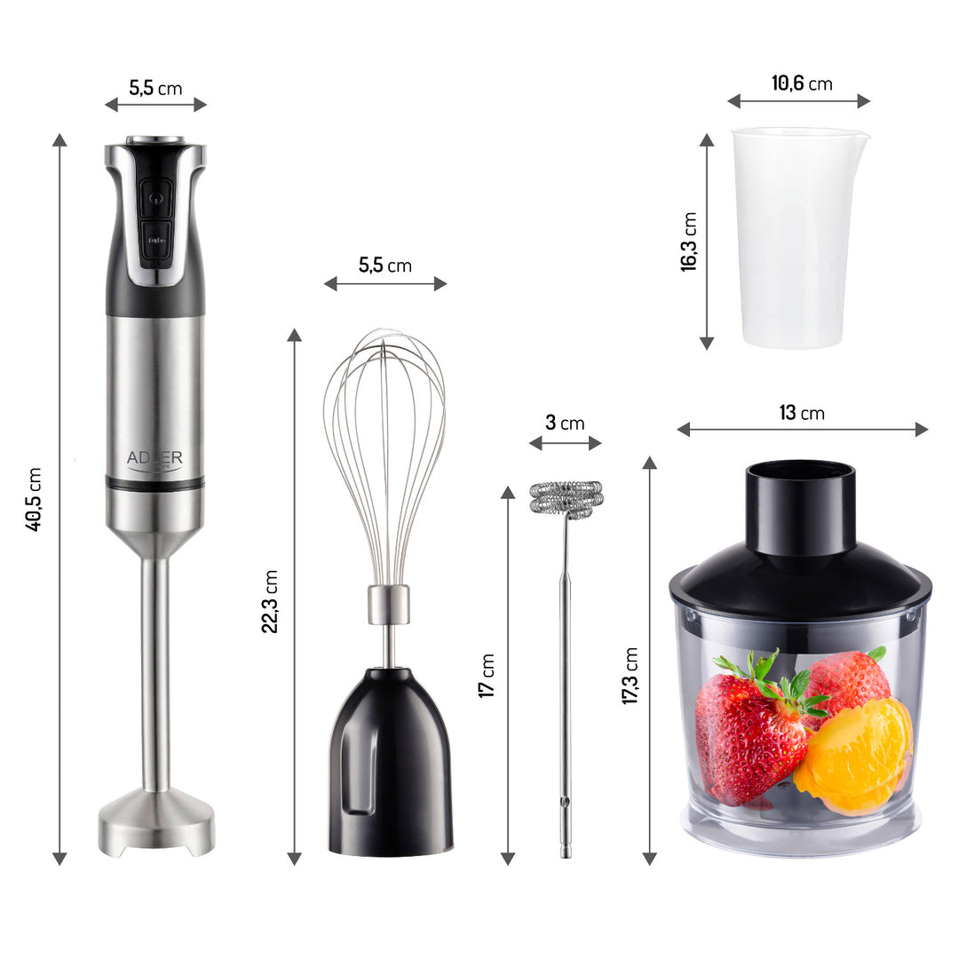 Frullatore manuale Adler, 20 velocità, 1800W, funzione Turbo, AD 4627