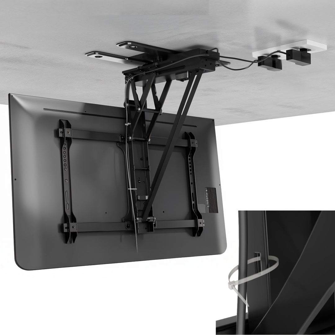 Supporto elettrico a soffitto Maclean per TV, supporto TUYA, VESA max 600x400, 90st girevole, 32"-75", 35kg, MC-490
