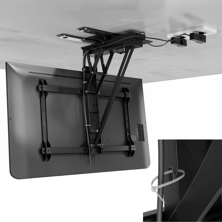 Supporto elettrico a soffitto Maclean per TV, supporto TUYA, VESA max 600x400, 90st girevole, 32"-75", 35kg, MC-490