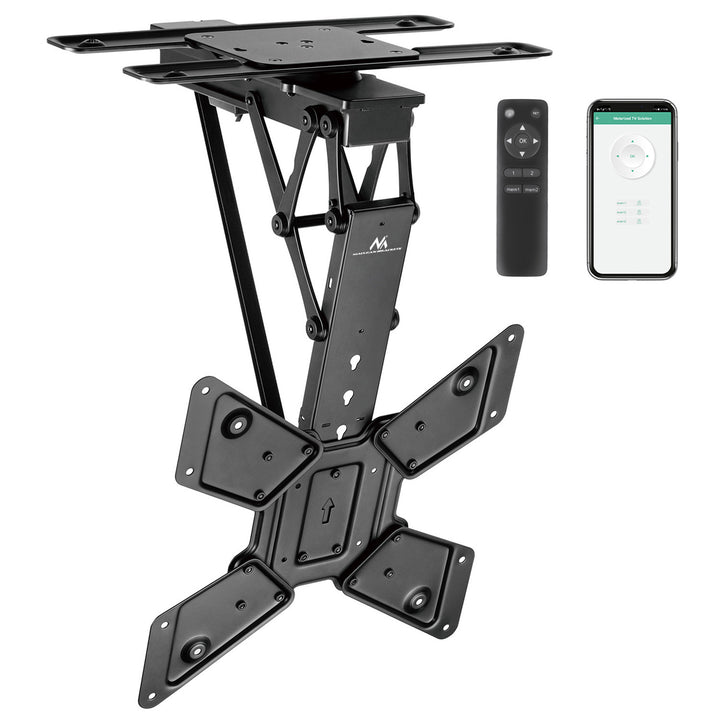 Supporto elettrico a soffitto Maclean per TV, supporto TUYA, max VESA 600x400, 90st girevole, 23"-65", 30kg, MC-491
