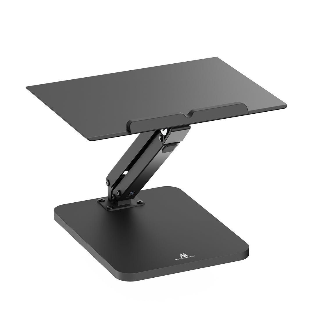 Supporto da tavolo Maclean per monitor o laptop, con molla a gas, per stare in piedi e seduti, nero, MC-493