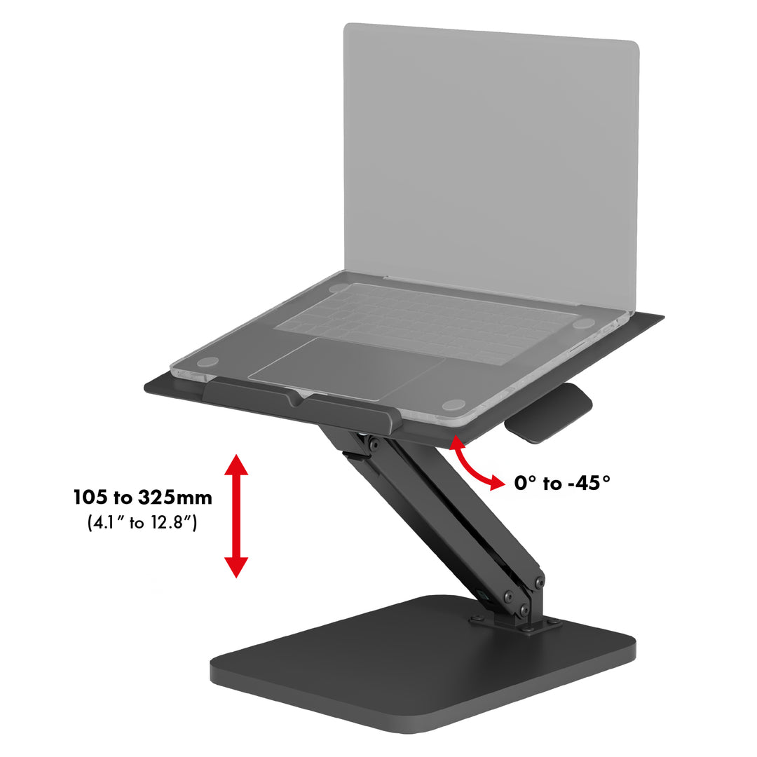 Supporto da tavolo Maclean per monitor o laptop, con molla a gas, per stare in piedi e seduti, nero, MC-493