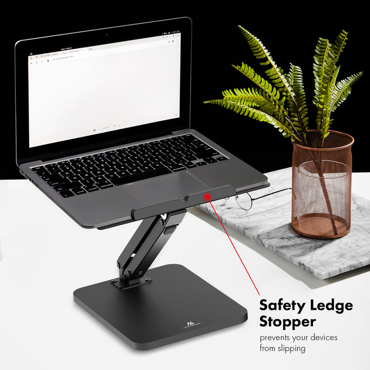Supporto da tavolo Maclean per monitor o laptop, con molla a gas, per stare in piedi e seduti, nero, MC-493