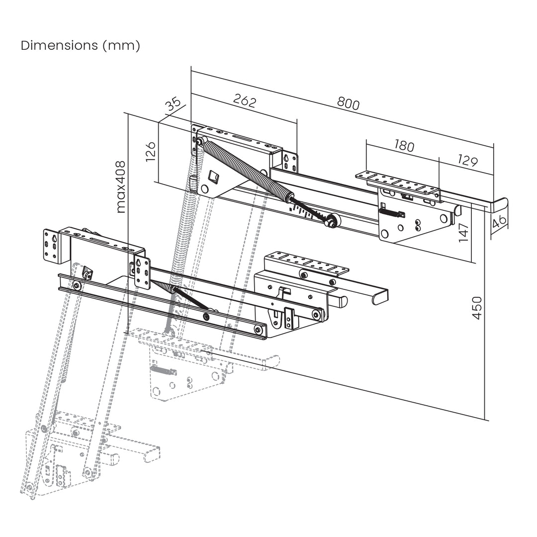 Scaffale da cucina estensibile da incasso 5-20 kg. 820x168x106 mm MC-497