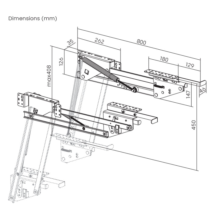 Scaffale da cucina estensibile da incasso 5-20 kg. 820x168x106 mm MC-497