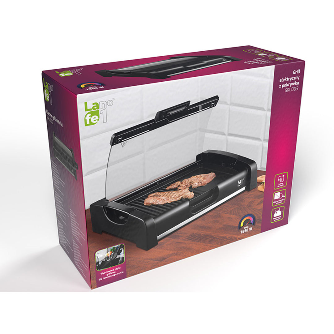 Griglia elettrica Lafe, con coperchio, 1650W, termostato, GRL003