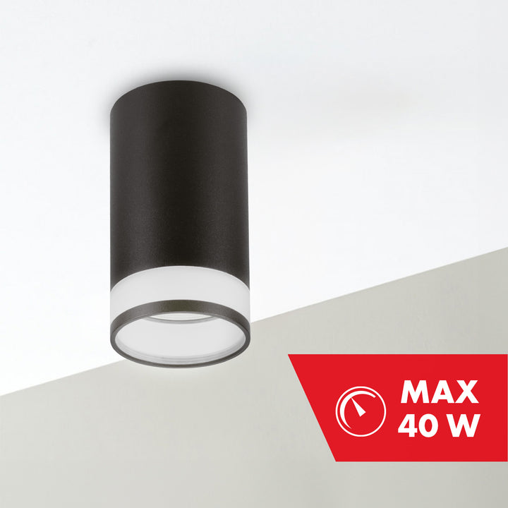 Maclean apparecchio a superficie/tubo, spot, rotondo, alluminio, GU10, 55x105mm, nero, MCE361 B