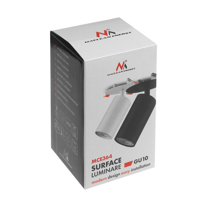 Maclean a incasso / tubo, spot, rotondo, alluminio, GU10, 55x100mm, colore nero, MCE364 B
