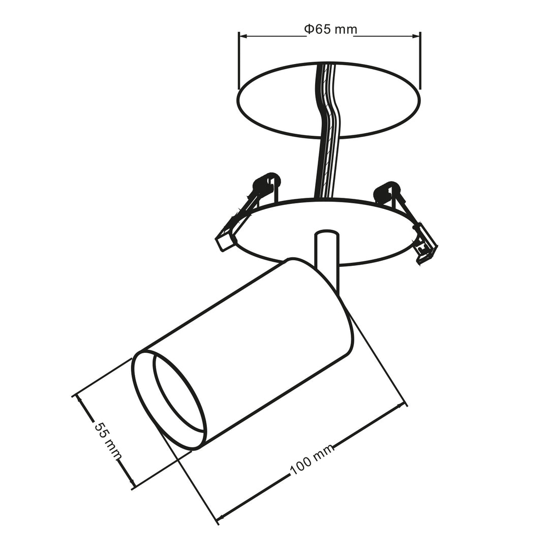 Maclean a incasso / tubo, spot, rotondo, alluminio, GU10, 55x100mm, colore nero, MCE364 B