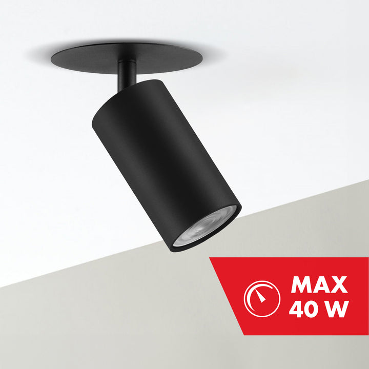 Maclean a incasso / tubo, spot, rotondo, alluminio, GU10, 55x100mm, colore nero, MCE364 B