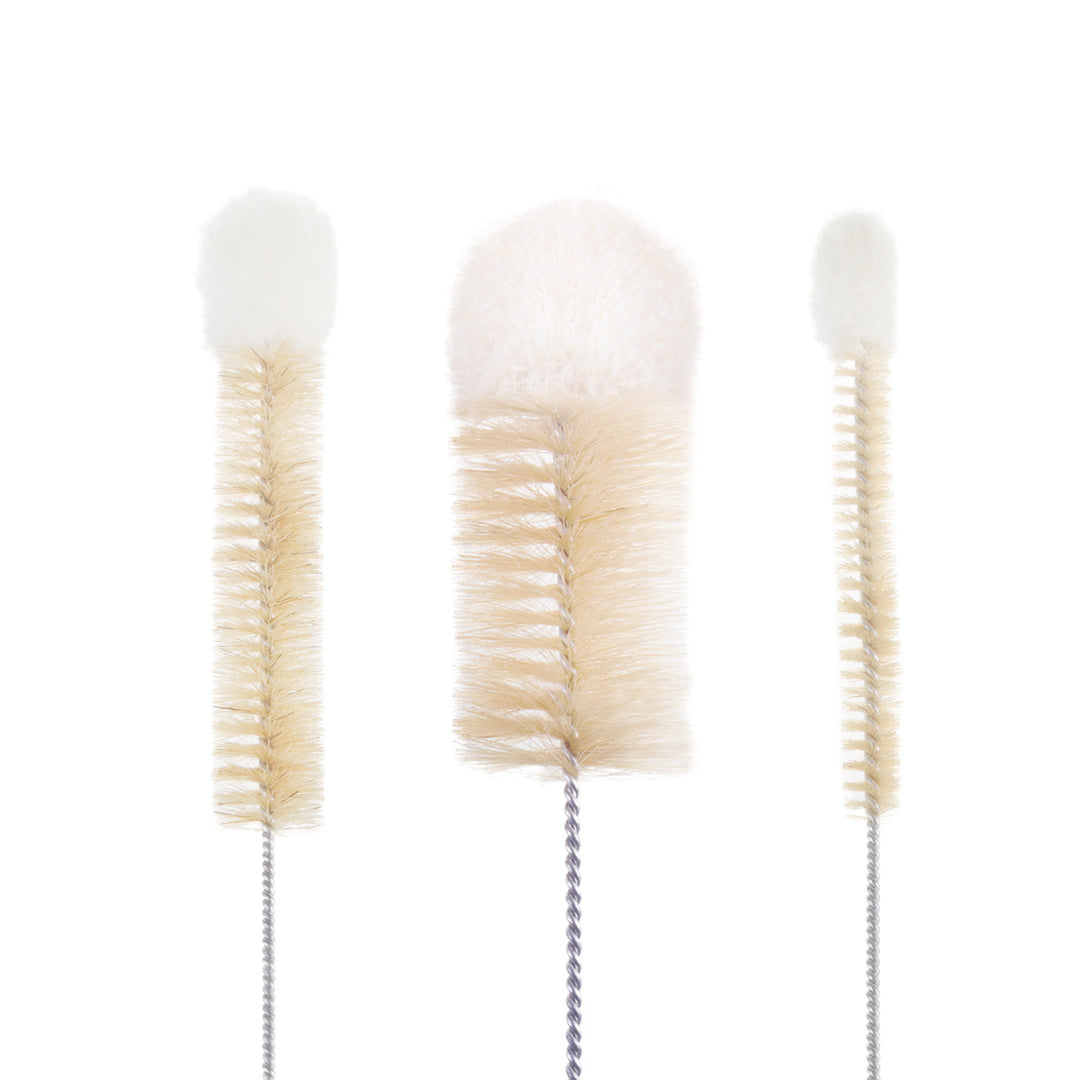 Set di spazzole per bottiglie Starmann, setole naturali, cotone, 3 pezzi