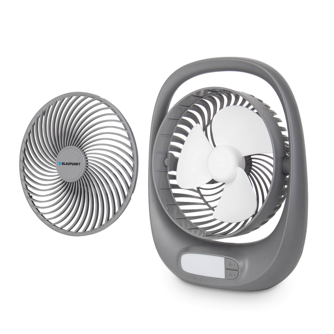 Ventilatore Blaupunkt, portatile, ricaricabile 1800 mAh, USB, 3 velocità, grigio, APF301