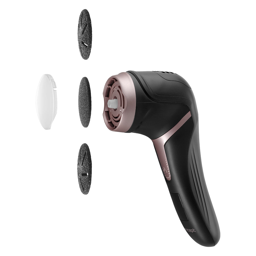 Lima per talloni elettrica Concept, 3 cuscinetti, ricaricabile, nera, PN3020