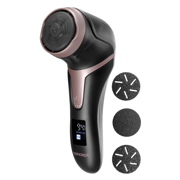 Lima per talloni elettrica Concept, 3 cuscinetti, ricaricabile, nera, PN3020